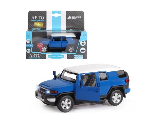 Машина "АВТОПАНОРАМА" Toyota FJ Cruiser, синий, 1/32, свет, звук, инерция, в/к 17,5*13,5*9 см JB1251138 в Москве