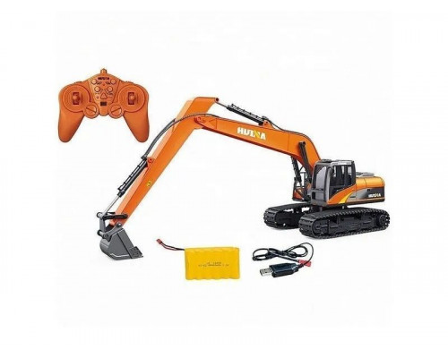 Радиоуправляемый экскаватор HUI NA TOYS, длиннорукий, оранжевый 2.4G 15CH 1/14 RTR