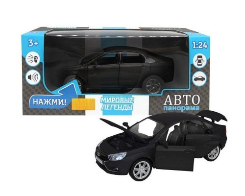 Машина "АВТОПАНОРАМА" LADA VESTA седан, 1/24, черный металлик, свет, звук, в/к 24,5*12,5*10,5 см JB1251150 в Москве Машина "АВТОПАНОРАМА" LADA VESTA седан, 1/24, черный металлик, свет, звук, в/к 24,5*12,5*10,5 см JB1251150 в Москве