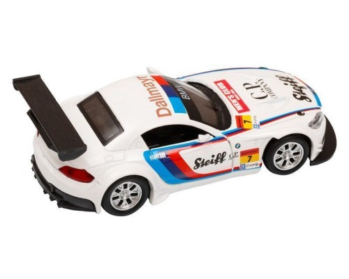 Машина "АВТОПАНОРАМА" BMW Z4 GT3, 1/38, белый, инерция, откр. двери, в/к 17,5*12,5*6,5 см JB1251220 в Москве