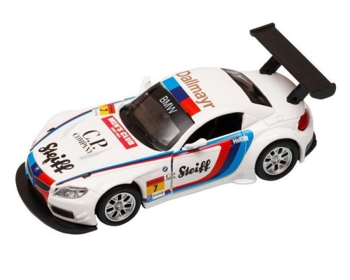 Машина "АВТОПАНОРАМА" BMW Z4 GT3, 1/38, белый, инерция, откр. двери, в/к 17,5*12,5*6,5 см JB1251220 в Москве