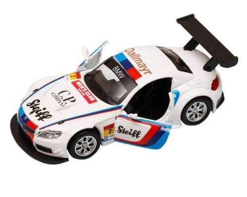 Машина "АВТОПАНОРАМА" BMW Z4 GT3, 1/38, белый, инерция, откр. двери, в/к 17,5*12,5*6,5 см JB1251220 в Москве