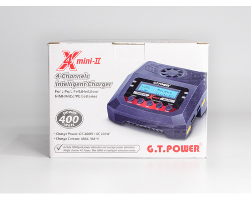 Универсальное зарядное устройство G.T.Power X4MINI 200 W Dual Power 19-26/220В, 10Aх4