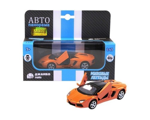 Машина "АВТОПАНОРАМА" Lamborghini Aventador LP700-4 Roadster, 1/43, оранжевый, инерция JB1200140 в Москве