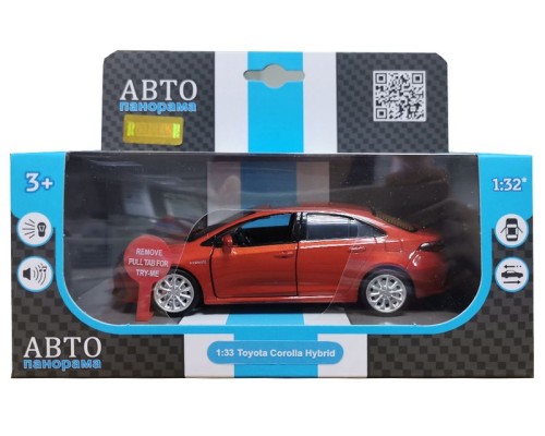 Машина "АВТОПАНОРАМА" Toyota Corolla Hybrid, 1/32, красный, инерция, свет, звук, в/к 17,5*13,5*9 см JB1251492 в Москве