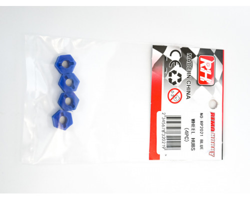 Пластиковые колёсные шестигранники 4 шт для Remo Hobby 1/8, тюнинг, синие RP2021-BLUE в Энгельсе Пластиковые колёсные шестигранники 4 шт для Remo Hobby 1/8, тюнинг, синие RP2021-BLUE в Энгельсе