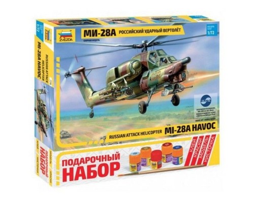 Сборная модель ZVEZDA Российский ударный вертолёт Ми-28А, подарочный набор, 1/72 ZV-7246П в Москве