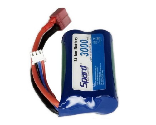 Аккумулятор Li-Ion Spard 3000mAh, 7,4V, 10C, T‐plug для Remo Hobby 1/16, Himoto 1/18 YT18650P3 в Москве