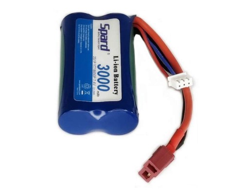 Аккумулятор Li-Ion Spard 3000mAh, 7,4V, 10C, T‐plug для Remo Hobby 1/16, Himoto 1/18 YT18650P3 в Москве