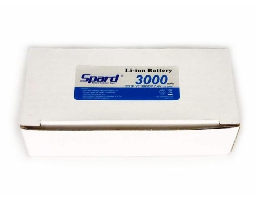 Аккумулятор Li-Ion Spard 3000mAh, 7,4V, 10C, T‐plug для Remo Hobby 1/16, Himoto 1/18 YT18650P3 в Москве