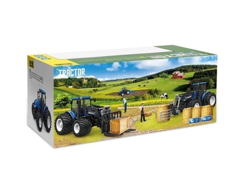 Р/У фермерский трактор Korody с погрузчиком тюков, мет. кузов, широкие колеса 1/24 2.4G 6CH RTR KR6634HK в Норильске