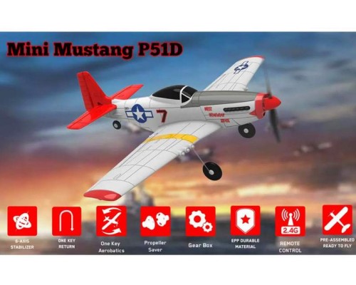 Радиоуправляемый самолет Volantex RC P51D 400мм (синий) 2.4G 4ch LiPo RTF with Gyro EXA76105RB в Ростове-на-Дону