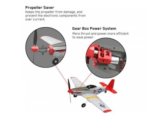 Радиоуправляемый самолет Volantex RC P51D 400мм (красный) 2.4G 4ch LiPo RTF with Gyro EXA76105RR в Ростове-на-Дону