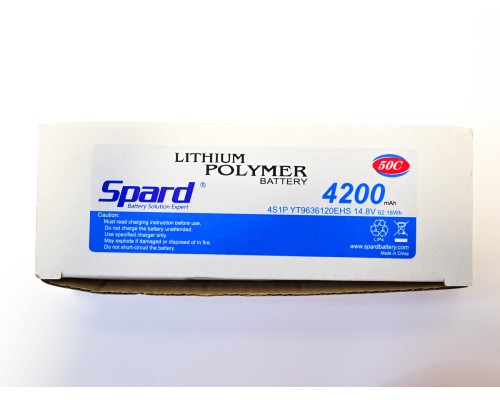 Аккумулятор Li-Po Spard 4200mAh, 14.8V, 50C, XT60, Hardcase для автомоделей 1/10, 1/8 YT9636120EHS в Москве Аккумулятор Li-Po Spard 4200mAh, 14.8V, 50C, XT60, Hardcase для автомоделей 1/10, 1/8 YT9636120EHS в Москве