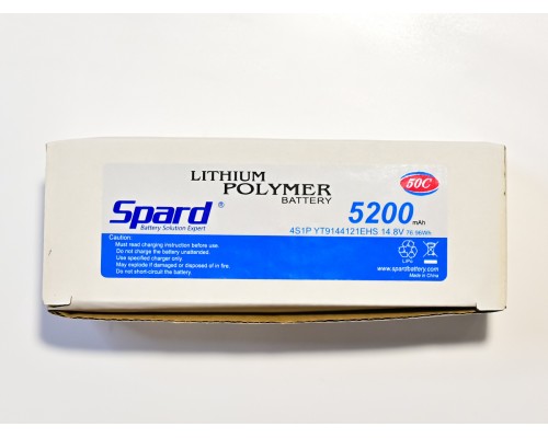 Аккумулятор Li-Po Spard 5200mAh, 14.8V, 50C, XT60, Hardcase для автомоделей 1/10, 1/8 YT9144121EHS в Москве Аккумулятор Li-Po Spard 5200mAh, 14.8V, 50C, XT60, Hardcase для автомоделей 1/10, 1/8 YT9144121EHS в Москве
