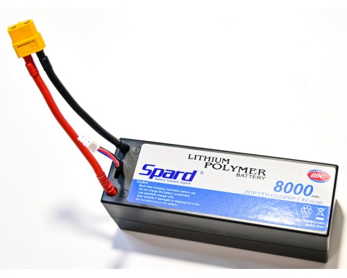 Аккумулятор Li-Po Spard 8000mAh, 7.4V, 60C, XT60, XL Hardcase (140x48x49мм) для авто 1/10, 1/8 YT1143125PPP-2S-8HC в Москве Аккумулятор Li-Po Spard 8000mAh, 7.4V, 60C, XT60, XL Hardcase (140x48x49мм) для авто 1/10, 1/8 YT1143125PPP-2S-8HC в Москве