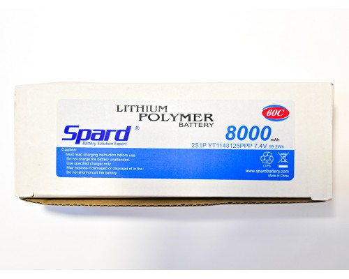Аккумулятор Li-Po Spard 8000mAh, 7.4V, 60C, XT60, XL Hardcase (140x48x49мм) для авто 1/10, 1/8 YT1143125PPP-2S-8HC в Москве Аккумулятор Li-Po Spard 8000mAh, 7.4V, 60C, XT60, XL Hardcase (140x48x49мм) для авто 1/10, 1/8 YT1143125PPP-2S-8HC в Москве